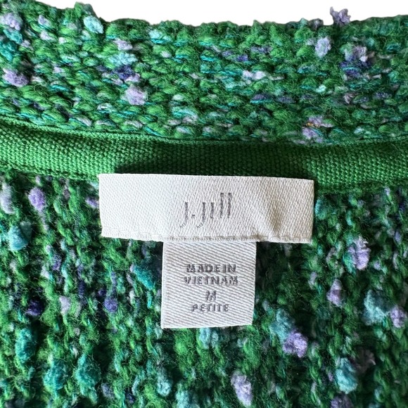 J. Jill Green Space Dye Open Front Ribbed Cardigan Sweater Womens Medium Petite - Picture 5 of 7